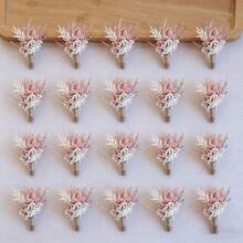 1/2/6/12/20 Stücke Künstliche Blumen, Böhmischer Stil Kleiner Strauß | Mini Flaschen Blumenarrangement | Schreibtisch Dekoration | Briefkasten Geschenk - Rosa-weiß 5 - Übersicht 10