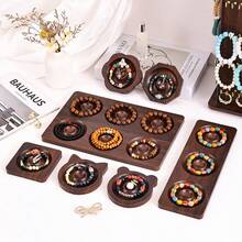 Creative Wooden Bracelet/Jewelry Display Tray, Prop For Jewelry Photography And Storage, In-Stock Wooden Bead Tray - Walnut - View 8