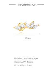 1 đôi bông tai bạc 925 đính kim cương dành cho nữ, kiểu dáng cổ điển mạ vàng 18K, dạng đinh tán, mặt phẳng, thích hợp đeo hàng ngày, dự tiệc cưới, lễ đính hôn, quà tặng Giáng sinh, trang sức cao cấp. - Vàng - Xem 6