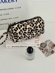 Leoparden-Muster Kosmetiktasche aus Stoff, tragbare handliche Mehrzweck-Reise-Toilettenartikel-Make-up-Organizer - Verschiedenfarbig - Übersicht 7