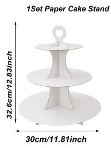 1Pc 3-Tier Solid Color Cupcake Stand, White/Pink/Blue/Sage Green Paper Cupcake Holder, Gender Reveal Baby Party Supplies,Birthday Decoration,First Birthday Party Supplies,Heart Topper Cardboard Cake Stand For Girls/Boys Birthday Party,Baby Shower, Wedding, Tea Party Decorations,Disposable Dessert Display Holder For Cupcakes, Cookies, Treats - Multicolor - View 5
