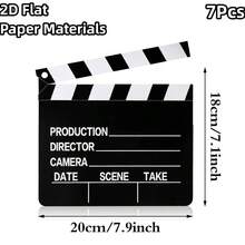 2D Flat Paper 1/3/5/7 Clapperboard, Paper Clapperboard Movie Director Clapper Board, Writable & Cuttable Action Scene Board, Movie & TV Photography Prop - Multicolor - View 8