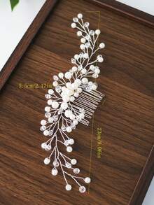 1pc Elegant Crystal Bridal Hair Comb, Minimalist Sparkling Wedding Hair Accessory For Bride,Summer,Beach,Festival,Party - White - View 2