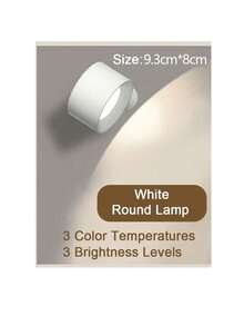 1pc LED Wall Lamp With Rechargeable Battery & USB Port, 1/3 Color Temperatures & 2/3 Brightness Levels, 360° Rotatable Magnetic Ball, Wireless Reading Bedside Lamp - one-size - View 15