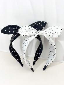 2pcs Polka Dot Casual Polyester Headbands, Suitable For All Seasons - Multicolor - View 1