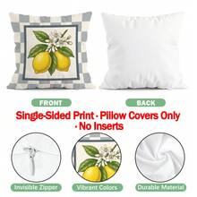 4 pièces Housses de coussin en velours plush imprimées à motif damier citron, 100% polyester, décoration pour salon, chambre à coucher, 40x40cm/45x45cm/50x50cm - Multicolore 02 - Voir 3