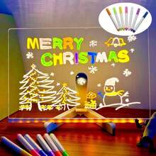 Multifunctional LED Whiteboard, Reusable Acrylic Board With 7 Colors Light, Includes 7 Markers And Stand, Suitable For Notes, Planning, Drawing And Desk - Rectangle - View 2