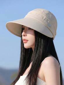 1顶女士可折叠宽檐遮阳帽，宽敞帽冠，带太阳镜槽，适合户外、海滩、旅行、夏季、度假、节日等场合 - 彩色 - 查看 13