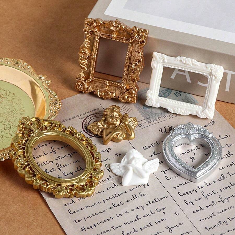 10-Inch Square DIY Photo Display Box Set Components, Includes 8 Gold Mini Photo Frames And 8 Small Figurines, Suitable For Desktop Decoration, Wall Decoration And Gifts For Friends And Family - Multiple Styles - View 1