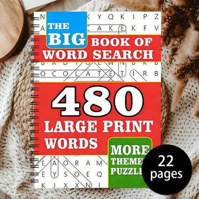 1 cuốn sách tìm từ cỡ chữ lớn mới, những câu đố thú vị phù hợp cho người lớn, người cao tuổi và thanh thiếu niên, giải trí thư giãn hàng ngày, ý tưởng quà tặng tuyệt vời (Không bao gồm bút)