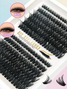 228/240片蓬松睫毛簇，30D/40D/50D/60D/80D/100D单根睫毛，浓密簇状睫毛嫁接，D卷度，9-18毫米细密簇状睫毛，适合旅行、日常佩戴（新手友好）、婚礼、约会、派对、节日，也是圣诞节/万圣节/送礼佳品。 - D - 查看 6