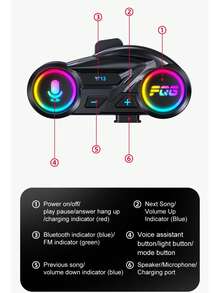Y13 Motorcycle Helmet Speakers With High Battery Life, IP56 Waterproof, Auto Answer/Call, Music Control, Smart Noise Cancellation, Wake-Up Function, 2 Microphone Types - Suitable For All Helmets (No Intercom Function) - Y13 - View 12