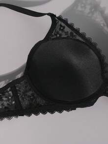 2pcs Comfortable, Soft, Lace & Sexy Women's Bra Set With Adjustable Straps, Daily Wear - Black - View 7