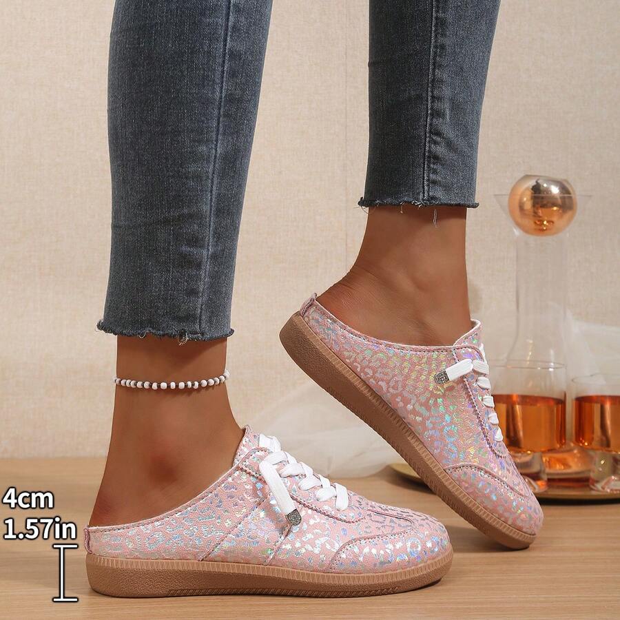 Nuevos tenis planos tipo slip-on de primavera, zapatos deportivos casuales para mujer - Rosa - Ver 1