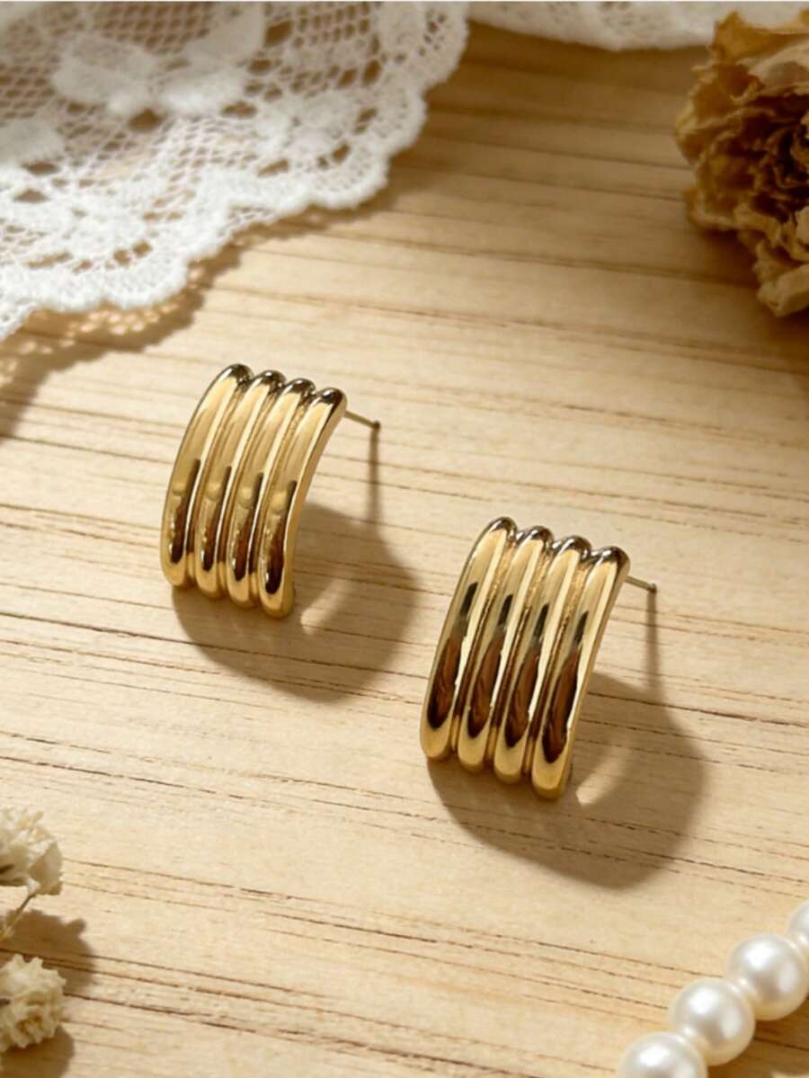Pendientes de estilo minimalista exagerado para mujer - Multicolor - Ver 1