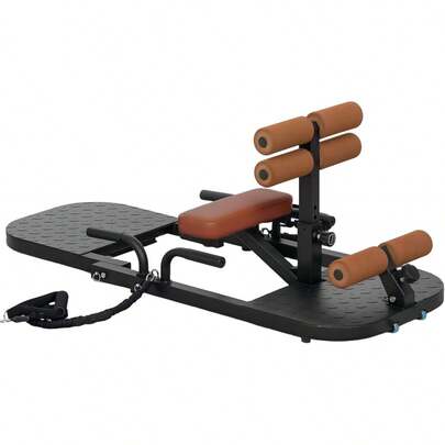 Foldable  Squat Machine, Hip Thrust Machine With Push Up Stand And Wheels, Multipurpose Glute Workout Equipment For Home Gym