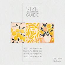 3Pcs Boho Lemon Fruit Floral Canvas Wall Art, Abstract Yellow Citrus & Flower Vase Prints, Modern Mid-Century Decor For Kitchen Dining Room, Boho Home Decoration, Frameless - 817 - View 9