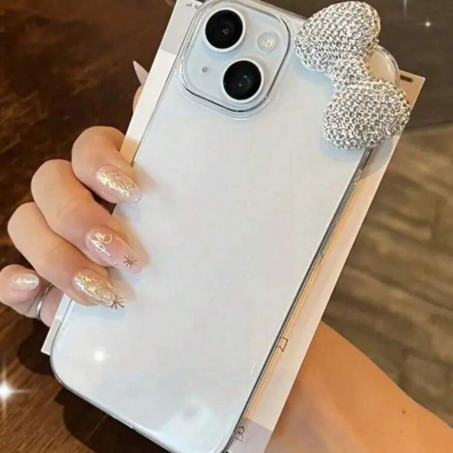 1个可爱3D全钻蝴蝶结透明手机壳，精美防震软壳，兼容 17/Air/17 Pro/17 Pro Max/16/16 Pro/16 Plus/16 Pro Max/16/15/14/13/12/11 Pro Max/X/XR/7/8 Plus，适合作为礼物送给朋友或自用 - 白色 - 查看 1