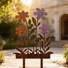 2D Cross-Border Flat Printing New Product Colorful Garden Floral Yard Decoration Flower Ground Stake Craft - A - View 6