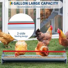 Heavy Duty Galvanized Steel Poultry Feeder Trough – 114cm Large Capacity, Rotating Crossbar & Drainage Holes, Rustproof & Weatherproof, Easy To Clean & Assemble – Appropriate For Chickens, Ducks - Red Signal - View 2