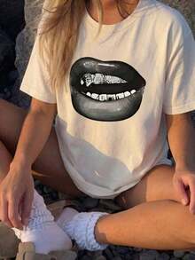 Blusas femininas, camiseta feminina de manga curta e modelagem solta, moderna e casual para o verão. - Preto - Ver 10