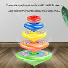Children's Educational Toy Stacking Spinning Tops Launcher Multi-Layer Rotation, 5 Spinning Tops + 1 Launcher (Random Color), Suitable For Multi-Player Interactive Stacking Spinning Toy, Party Activity Small Gift, Halloween, Christmas Gift - Multicolor - View 7