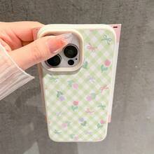 Funda para Teléfono - Una elegante y única funda de TPU con flores pastel y cintas sobre un fondo a cuadros, compatible con iPhone 17/17 Pro Max/17 Air/16 Pro Max/16 E/15/14 Plus/13 Pro/12/11 Pro Max, que ofrece durabilidad y una estética moderna. - color - Ver 6