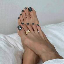 1件镀金波西米亚风脚趾戒指，可调节开口设计，心形蝴蝶花朵镶嵌锆石，多款式可选，适合女性、女孩佩戴，沙滩度假日常佩戴。 - 金色 - 查看 12