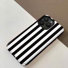 时尚独特的黑白条纹手机壳，适用于 17、17 Pro、17 Air、16 Pro Max、16E、15 Pro、13、11、12、XS、8 Plus、7 和 12 Mini，亮面二合一手机壳 - 多色1 - 查看 6