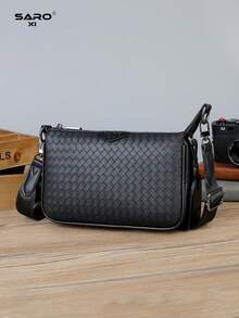 saroxi Túi đeo chéo mini nam, túi đeo vai khóa kéo giả dệt, túi đựng đồ đa năng phong cách tối giản, quà tặng lý tưởng cho nam giới, bạn trai. - Nhiều màu - Xem 13