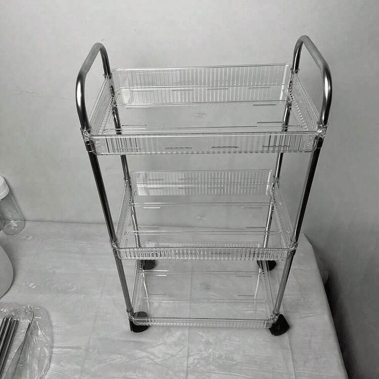 Xe đẩy đựng đồ trang điểm 3 tầng bằng acrylic có bánh xe - Thiết kế trong suốt dễ quan sát, xe đẩy mỹ phẩm di động, xe đẩy đựng đồ nhiều tầng hiện đại, xe đẩy đựng đồ dùng phòng tắm bằng nhựa bền chắc. - Nhiều màu - Xem 11