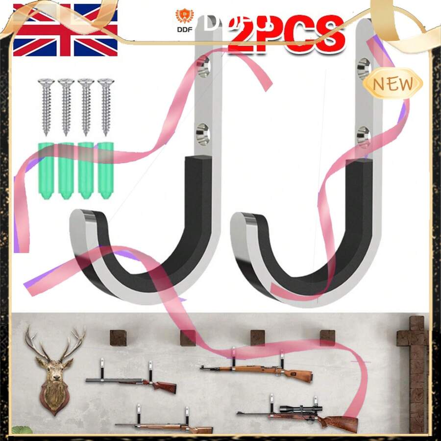 2X  Rifle Shot Pistol Padded Wall Mounting Hooks Rack Hangers Storage UK From Ddfo - UK-l329501 - View 1