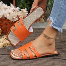 2026款可调节橙色平底拖鞋，夏季海滩度假和泳池边的必备单品 - 桔紅色 - 查看 6