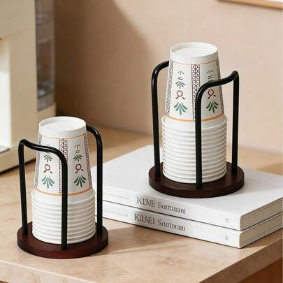 choxila 1pc Disposable Paper Cup Holder, Practical Cup Rack, Desktop Paper Cup Dispenser, Multi-Function Paper Cup Stand