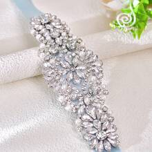 1 pieza Cinturón de novia de cristal minimalista y elegante, decoración versátil para la cintura de vestidos de fiesta, atuendos para citas, verano, playa - azul claro - Ver 8