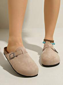 Dép lê nữ mùa xuân mới, mũi tròn, đế dày, thoải mái, kiểu dáng thường ngày, dễ mang. - Màu be - Xem 4