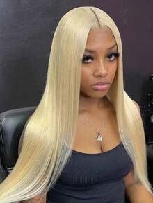 4x4 Glueless Lace Front Wig #613 Blonde, Human Hair Wig, Pre-Plucked Hairline Transparent Lace Wig For Women, 150% Density, Brazilian Virgin Hair - S613 - View 5