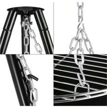 Outdoor Triangular Hanging Stove / Patio Heating Fire Pit / Camping BBQ Grill / Adjustable Height Tripod - Black - View 6