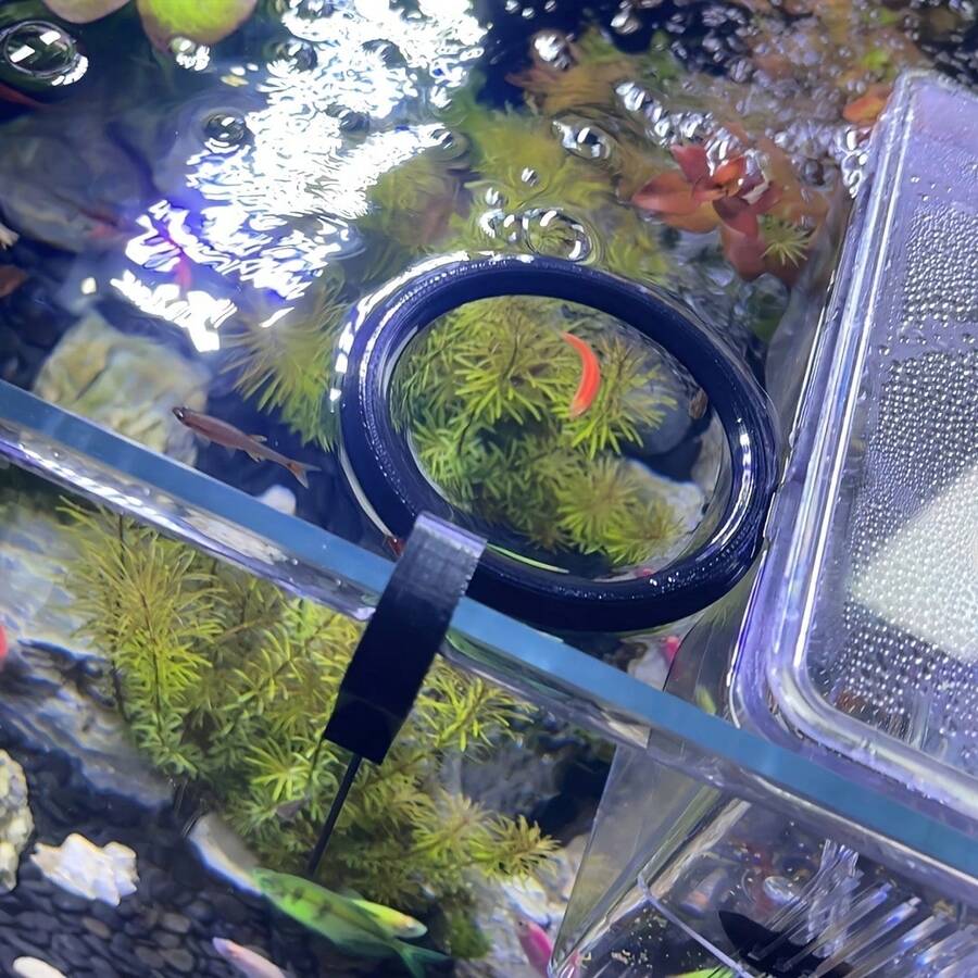 1个带固定夹的漂浮式鱼食环，鱼缸喂食站，防止鱼食漂浮并减少浪费，易于安装的喂鱼工具，适用于淡水和海水水族箱，适用于斗鱼、热带鱼、金鱼和其他鱼类