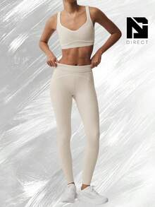Alosoft High-Waist Heart Throb Legging - Oatmeal Heather/White - View 3
