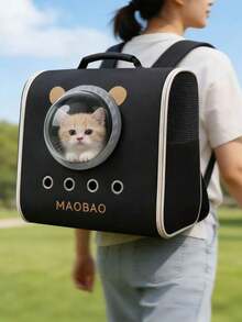 1个带安全拉链的防逃脱宠物背包 | 猫咪背包 | 宽敞透气可折叠猫狗旅行包 | 符合汽车和航空公司规定的可折叠透气笼 - 彩色 - 查看 4