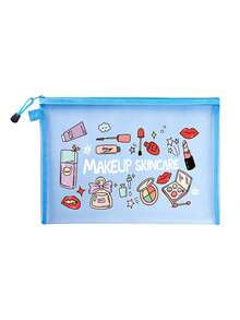 Makeup Bag With Makeup Pattern, Mesh Bag,Multifunctional Cosmetic Pouch, For Clips, Headbands,Red Air Cushion Storage Portable Storage Bag, Makeup Bag, Skincare Bag, Travel Essentials, Dormitory Supplies, Bathroom Storage, Jewelry Storage, Lip Oil And Cosmetics Storage Bag School Supplies Pouch ,Make Up Bag Holiday Essentials, Makeup Storage,Wedding Bride Gifts, Mother Gifts, Birthday Gifts, Gifts For Friends And Teachers - Multicolor - View 16