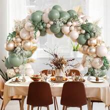 115pcs Sage Green Themed Balloon Arch Set, Includes Sage Green, Sand White, And Gold Latex Balloons. Perfect For Birthday Parties, Baby Showers, Engagement Parties, Weddings, Bridal Showers, Afternoon Tea Decorations, Graduations, And A Variety Of Other Party Decorations. - View 6