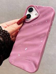 1 chiếc ốp lưng bảo vệ mới, bóng bẩy, họa tiết lượn sóng, tương thích với iPhone 17 Pro Max/17/17 Pro/16 Pro Max/16/16 Pro/16 Plus/15 Pro Max/15 Pro/15 Plus/15/14 Pro Max/14 Pro/14/13 Pro/13/12 Pro/12/11/XS/XS Max/8 Plus/7, ốp lưng mềm mại, bảo vệ toàn diện, chống rơi vỡ cho 13 Pro Max/XR, dành cho nữ. - Màu tím hoa cà - Xem 3