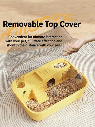 Bộ lồng nuôi chuột hamster bằng nhựa tháo rời, dễ vệ sinh, kích thước 12.2"X8.85"X6.29", bao gồm chỗ trú ẩn, máng nước, bánh xe tập thể dục êm ái dành cho động vật nhỏ.