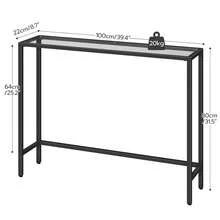 Black Console Table, Tempered Glass Sofa Table, Slim Hallway Table, 100 X 22 X 80 Cm, Modern Display Glass Console Table, For Living Room, Sturdy, Metal Frame, Black - Black - View 8