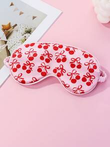 1pc Polyester Digital Printed Cherry Element Sleep Eye Mask, Soft & Skin-Friendly, Suitable For Women To Wear During Rest - Red - View 2