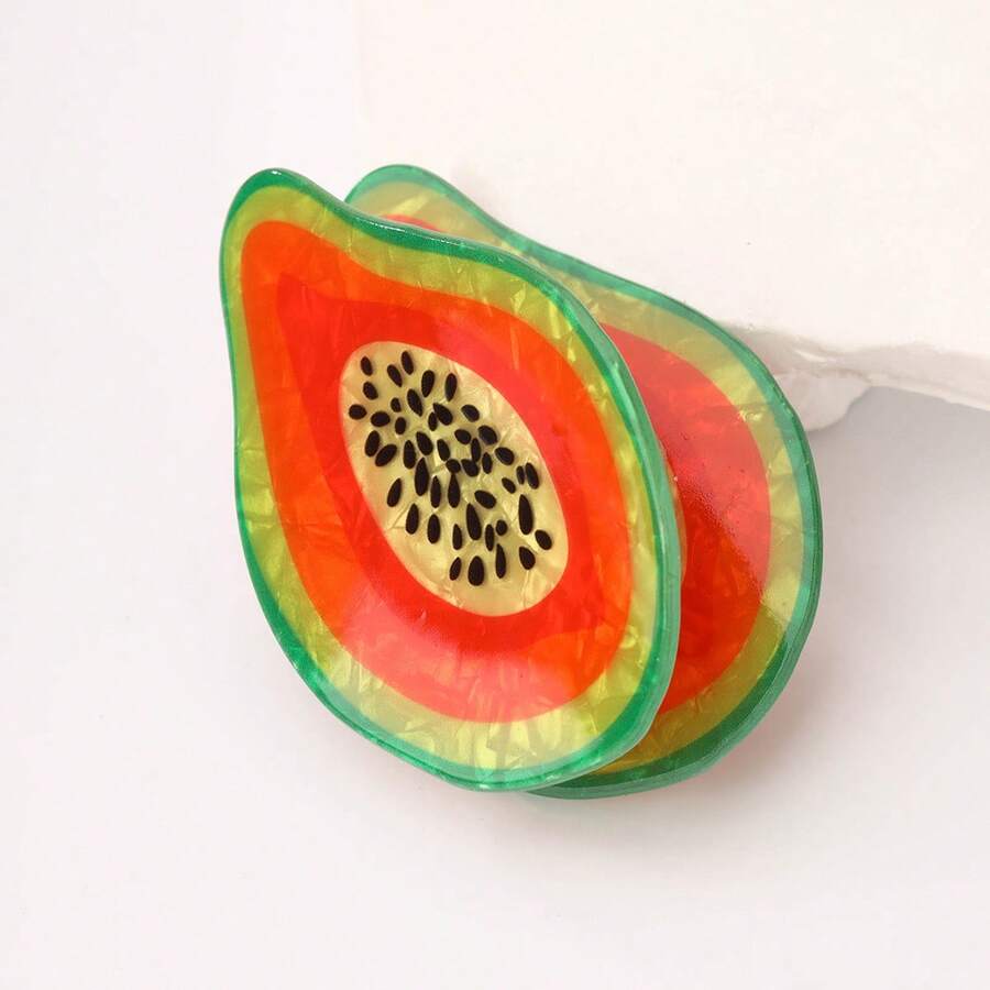 1 chiếc kẹp tóc hình quả đu đủ mùa hè, kẹp tóc thiết kế hình trái cây sáng tạo. - Nhiều màu - Xem 1