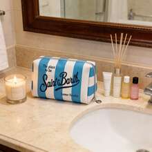 Hweilai SaintBarth – Pochette Da Donna, Trousse, Beauty Case, Impermeabile, Fantasia A Righe. - Màu xanh lam - Xem 4