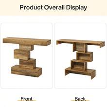 Tribesigns Rustic Console Table, 108cm Slim Wood Sofa Side Table Behind Couch With Space Saving Geometric Base, Entryway Hallway Table For Living Room, Hallway, Entrance (Light Oak) - Brown - View 9